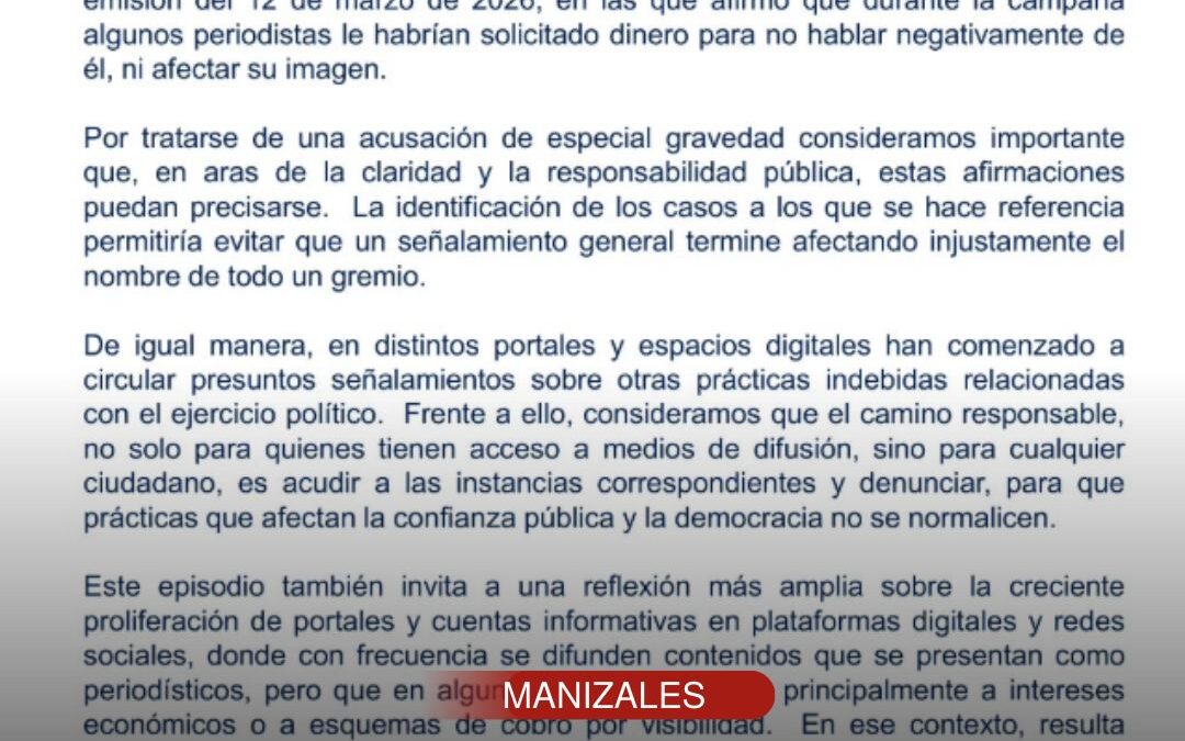 Gremio periodístico exige a Mateo Hidalgo dar nombres tras graves acusaciones de presunta extorsión